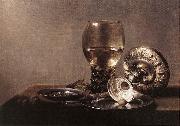 CLAESZ, Pieter Still-life with Wine Glass and Silver Bowl dsf Spain oil painting reproduction